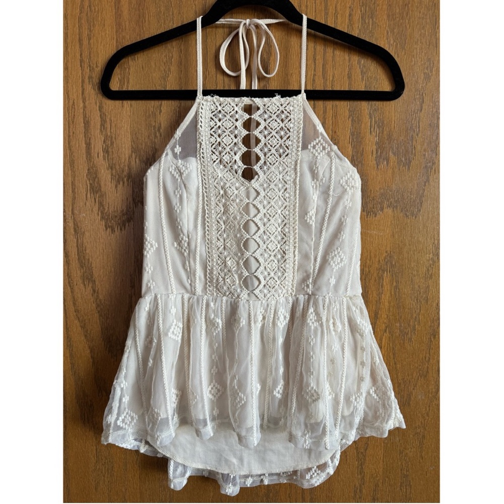 White Lace Halter Tank Top